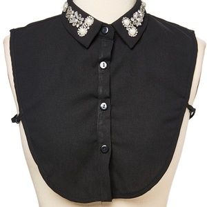 Black Embellished Collar Button Up Dickey